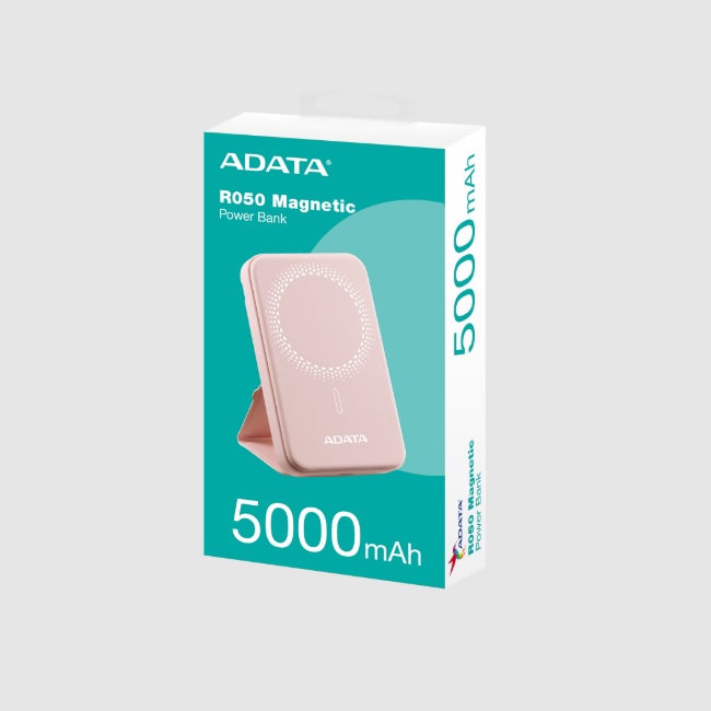 BATERIA DE RESPALDO ADATA POWER BANK MAGNTICO R050 5000 MAH USB -C CARGA INALMBRICA COLOR ROSA PR050-11PK PR050-11PK - Adata