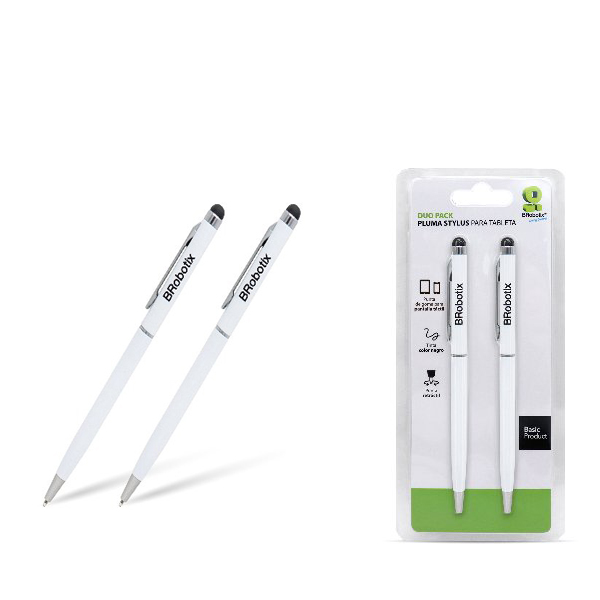 Pluma Stylus Tablet Duopk BROBOTIX 6000397 Pluma Stylus Tablet Duopk BROBOTIX 6000397 Blanco - 6000397