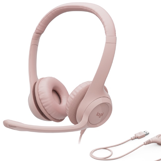 Audifono Diadema Logitech H390 rosa con microfono alambricos USB control de audio  981-001280 - 981-001280