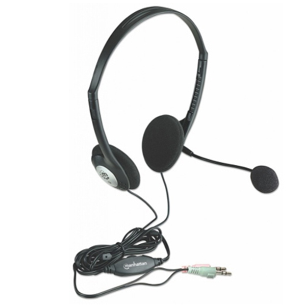 Auriculares MANHATTAN 164429 164429 Diadema Ajustable Con Micrófono Y Control De Volumen Cable 1.8 M Garantia De 3 Años. - Manhattan