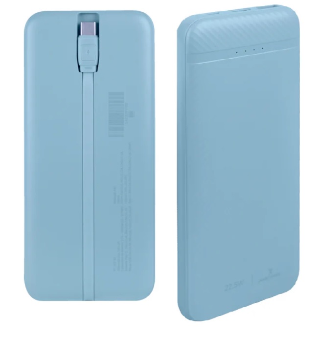 POWER BANK 10000 MAH CARGA RÁPIDA 225W CON CABLE TIPO C - BOLT AZUL PC-241102 - PC-241102