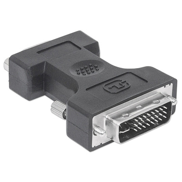 328883 Adaptador DVI A VGA MANHATTAN 328883 328883 Adaptador De Vídeo Digital DVI-I Macho A VGA Hembra Compatible Con Interfaces DVI-I Y DVI-D