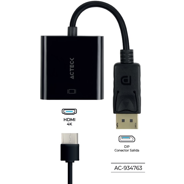 Adaptador HDMI A Displayport ACTECK AH435 Adaptador HDMI A DisplayPort Shift Plus AH435 Acteck - ACTECK