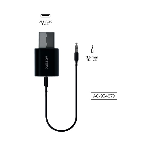 Adaptador Acteck USB-A/Bluetooth Shift Nano RTX450 Tipo Dongle Bluetooth 50 Aux 35mm  AC-934879 - ACTECK