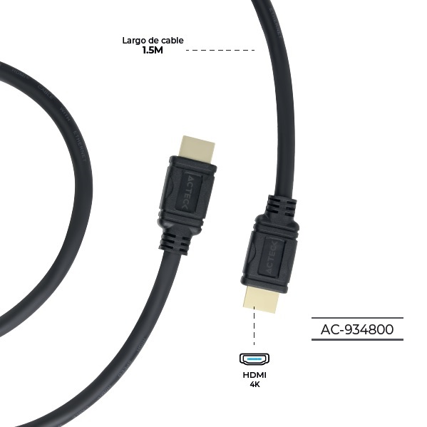 Cable Acteck Linx Plus 205  Hdmi A Hdmi  4K  15 M  Negro  Ac934800 AC-934800 - ACTECK
