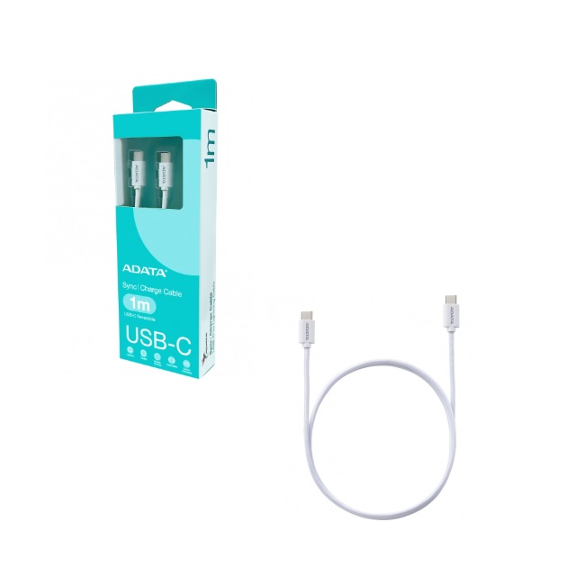 Cable ADATA USB-C a USB-C 1 metro blanco CACC-100PN-WH  CACC-100PN-WH - CACC-100PN-WH