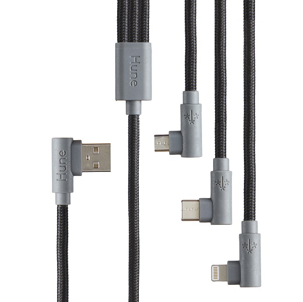 CABLE HUNE HIEDRA ROCA (GRIS) USB 3 EN 1(MICRO/USB C/LIGHTNING) 1.2M UPC 7502236154869 - HUNE