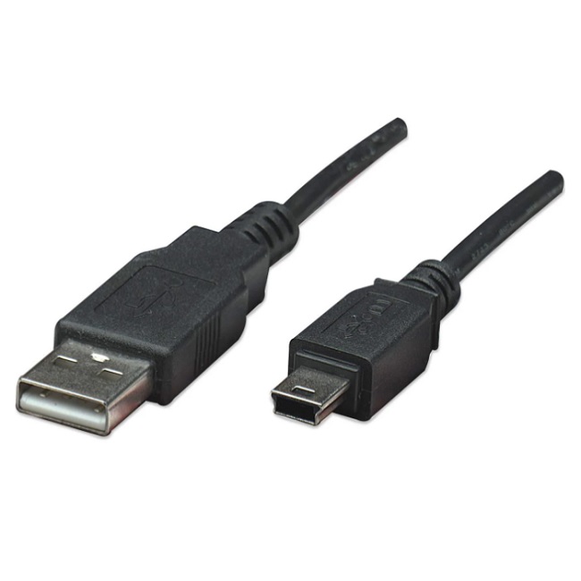 302340 Cable USB V2.0 A-Mini B 3M Negro 302340 Cable USB V2.0 A-Mini B 3M Negro - Manhattan