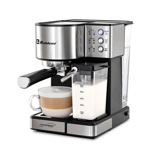 Cafetera Espresso y Latte Koblenz CKM-1350 IN 15 bares presión depósito de leche 500 ml sistema de espuma automatizado filtro lavable 1350W  00-0614-00-8 - Código: 00-0614-00-8 | Compra en Guadalajara