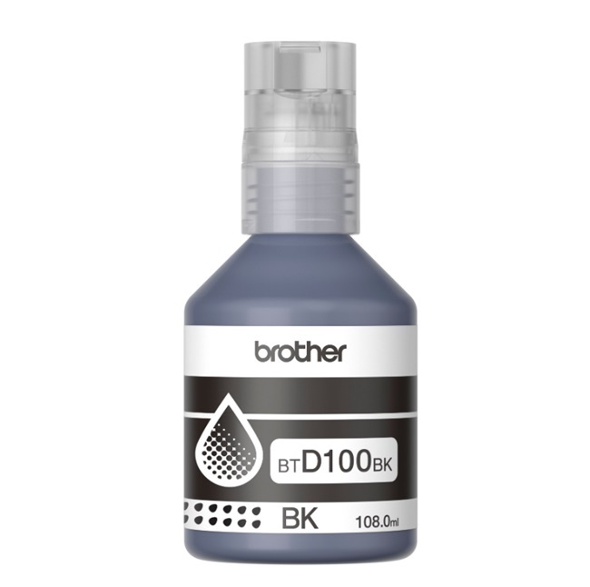 Tinta BROTHER BTD100BK Botella De Tinta Brother BTD100BK Negro Rendimiento Aproximado 7500 Páginas Compatible Con DCPT230 DCPT530DW DCPT730DW MFCT930DW - Brother