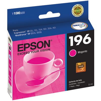 TINTA EPSON 196 T196320-AL MAGENTA XP101/201/211/401/411/WF2532 290 PAG  T196320-AL - EPSON