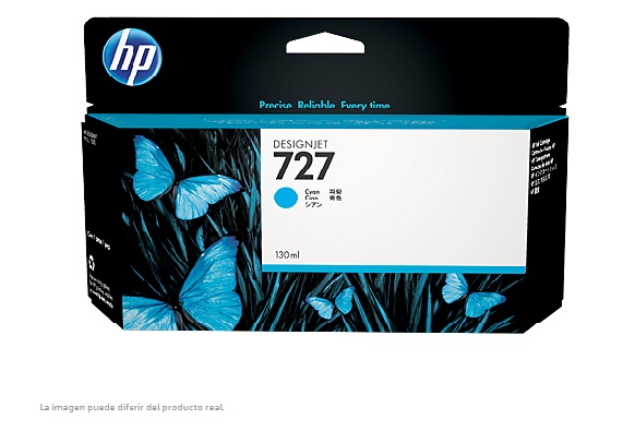 TINTA HP LF 727 B3P19A CYAN DesignJet T1500 /T2500/T920 130ML  B3P19A - B3P19A