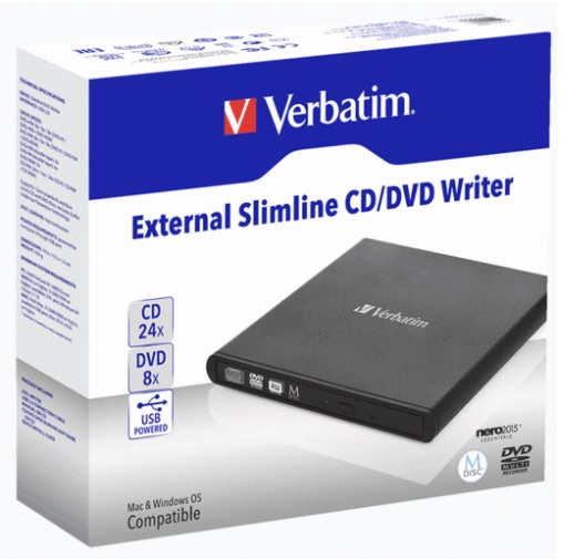 UNIDAD DVD-RW EXTERNO VERBATIM SLIMLINE CD/DVD  VB98938 - VB98938