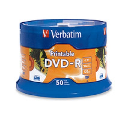 VB95137 TORRE 50 DVD-R VERBATIM 4.7GB 16X 120MIN BLANCO IMPRIMIBLE UPC 0023942951377