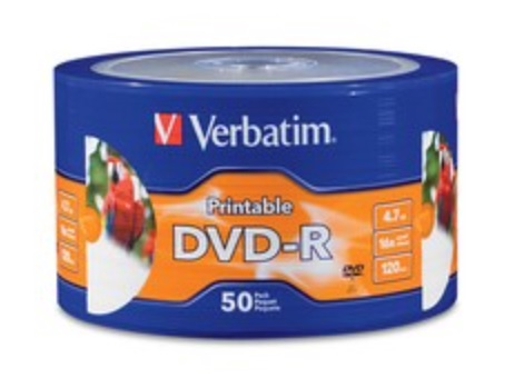 TORRE 50 DVD-R VERBATIM 4.7GB 16X 120 MIN BLANCO IMPRIMIBLE INYECCION TINTA UPC 0023942971672 - VERBATIM
