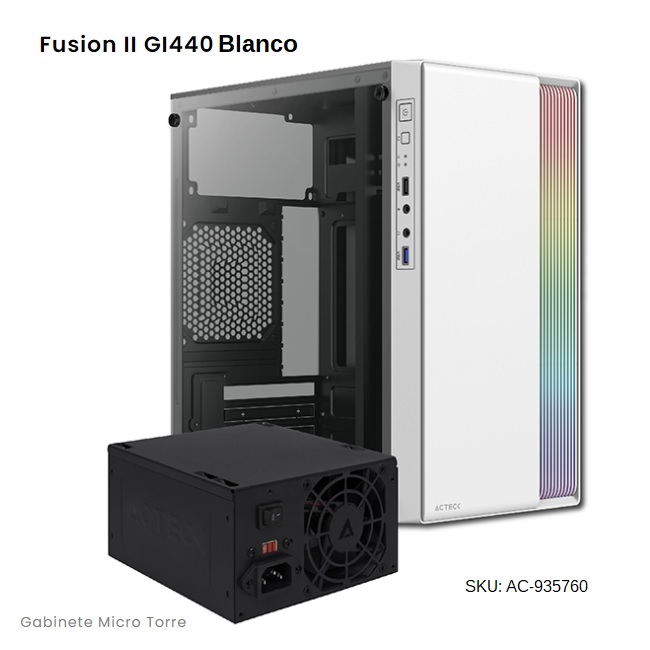 Gabinete Acteck Fusion Ii M Atx Fuente Atx500W Usb3 0 Blanco Ac 935760 - AC-935760
