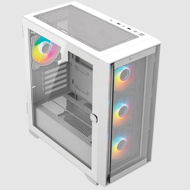 GABINETE GAMER BALAM RUSH / MEDIA TORRE / CARBONO TWIN MATE 6000 / MICRO-ATX MINI-ATX / 4 VENTILADORES ARGB / PANEL IZQ CRISTAL BISAGRAS FRENTE INTERCAMBIABLE CRISTAL - MESH / BLANCO / BR-938822 BR-938822 - BALAM RUSH