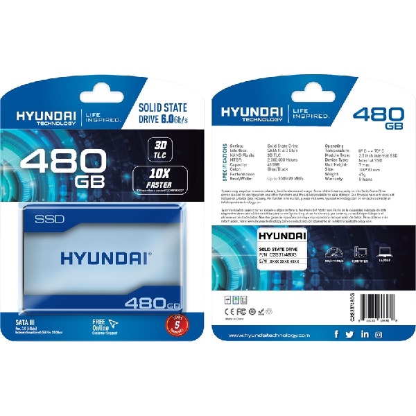 Hyundai  Internal Hard Drive  480 Gb  25  Solid State Drive - C2S3T/480G
