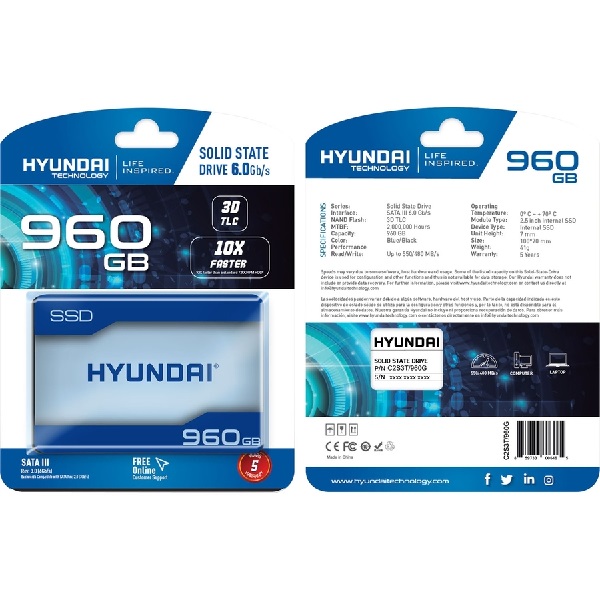 Hyundai  Internal Hard Drive  960 Gb  25  Solid State Drive - C2S3T/960G