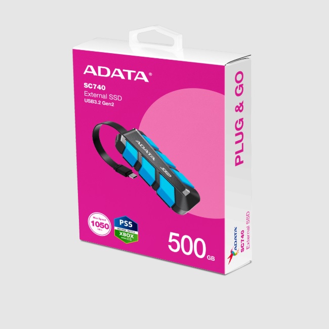 SSD externo Adata 500GB SC740 USB C 3.2 de uso rudo azul con negro  SC740-500G-CBU - Código: SC740-500G-CBU | Compra en Guadalajara