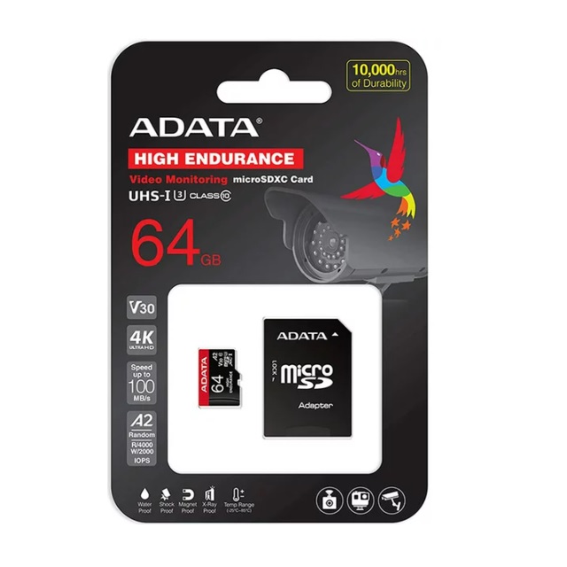 Memoria ADATA 64GB MicroSD XC HC UHS-I U3 V30S U3 A2 Clase 10 Roja AUSDX64GUI3V30SHA2RA UPC 4710273772141 - ADATA
