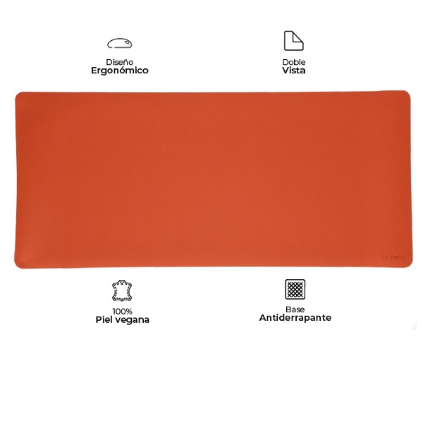 Mousepad Acteck Vibe Leather TP670 Azul/Café Doble Cara Acabado Piel Sintética 100 Vegana 90x40cm  AC-934527 - AC-934527