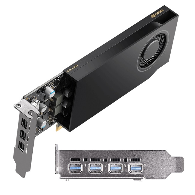 Tarjeta de video PNY 4GB QUADRO Nvidia RTX A400ATX CTLR GDDR6 4xDP  VCNRTXA400ATX-PB - PNY