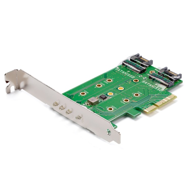 TARJETA PCI EXPRESS STARTECH 3 PUERTOS M.2 NGFF PARA SD SOPORTA 1X SDD M.2 PCLE NVME- 2X SSD M.2 SATA III- ADAPTADOR PCLE UPC 065030865708 - PEXM2SAT32N1