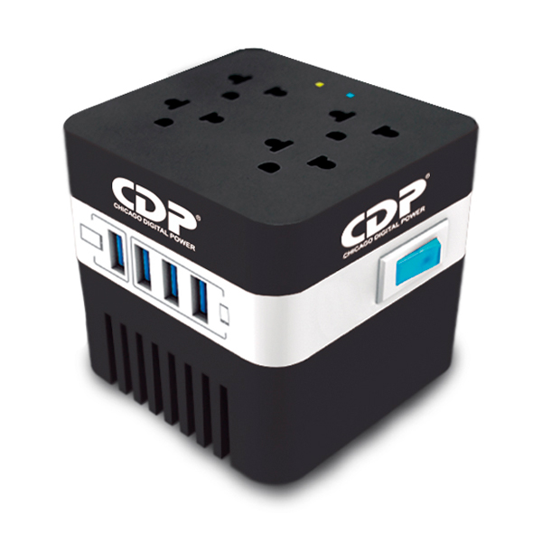 Regulador De Voltaje Cdp  Ru Avr604  Con Supresorde Picos De 600Va  300W  4 Contactos  4X Usb - CHICAGO DIGITAL POWER 