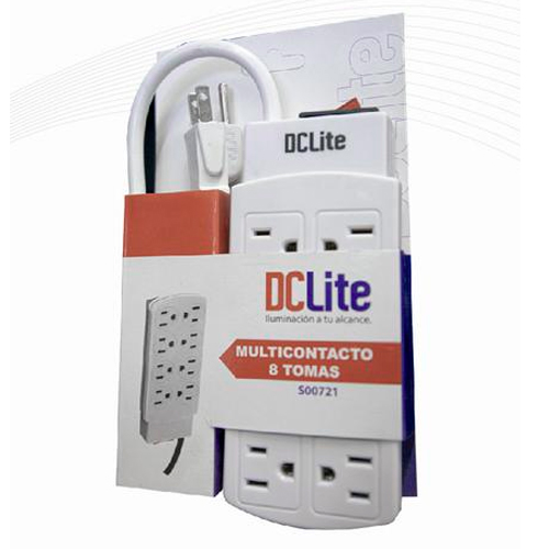 Barra Multicontacto DCLite S00721 con 8 NEMA 515R 130V switch On/Off color blanco S00721 - S00721